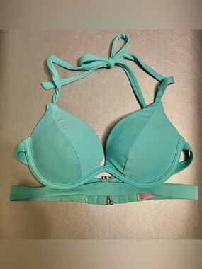 Victoria's Secret Aqua Push Up Halter Bikini Top 32C